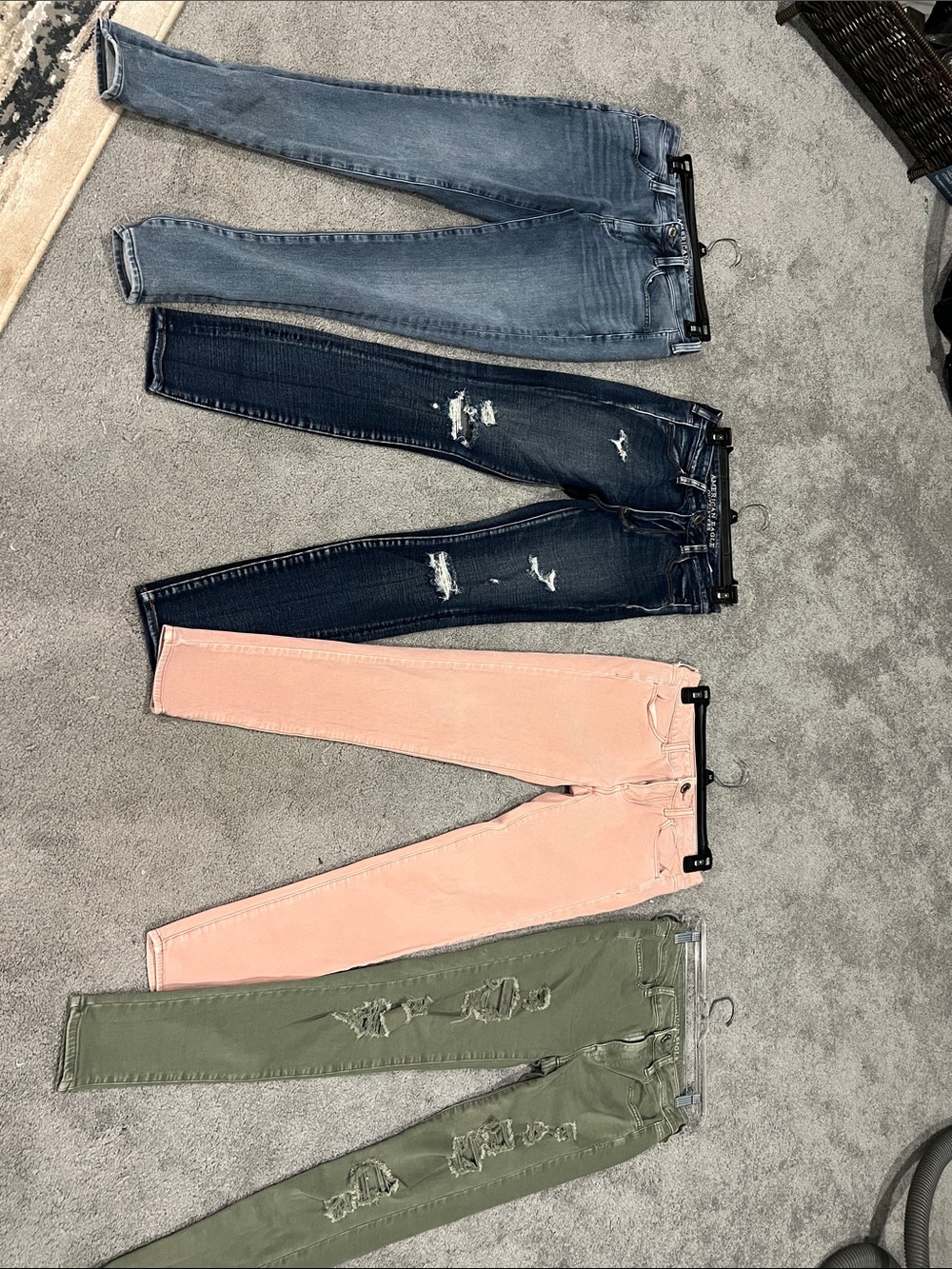 American Eagle Outfitters Skinny Jeans in Blue, Dark Blue, Pink, Green